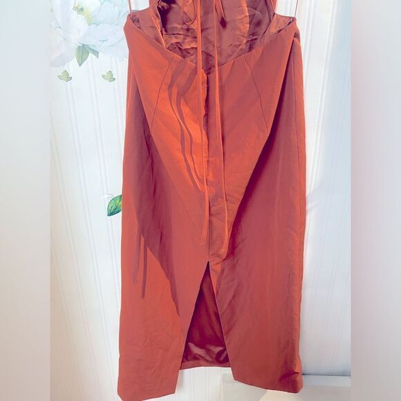 Bardot Elegant Rust Halter Dress‎ Sz L - Picture 7 of 8